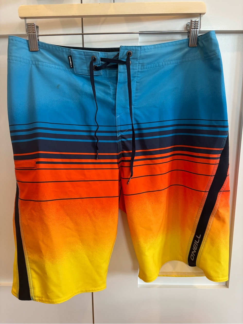 O'Neill Blue, Orange & Yellow Gradient Men's Boardshorts